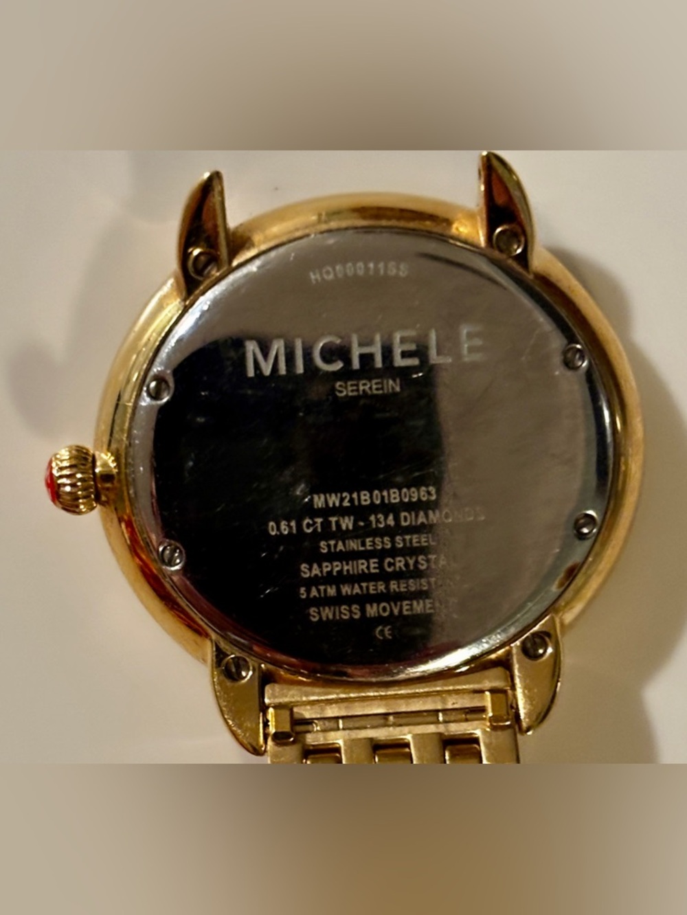 Michele Serein Gold Tone Diamond Bezel Women's Watch 134 Diamonds New Battery! - Picture 11 of 13
